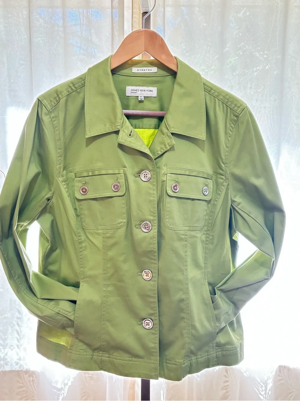 Jones New York Lime Green Utility Jacket Unlined size XL